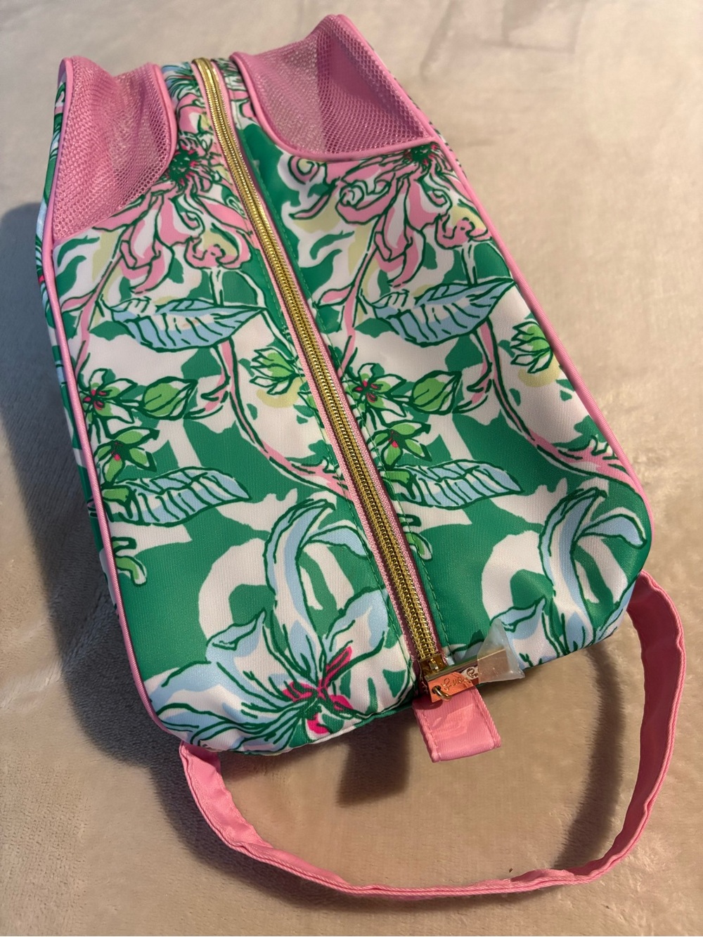 Lilly Pulitzer Pink and Green Floral Travel Shoe Bag